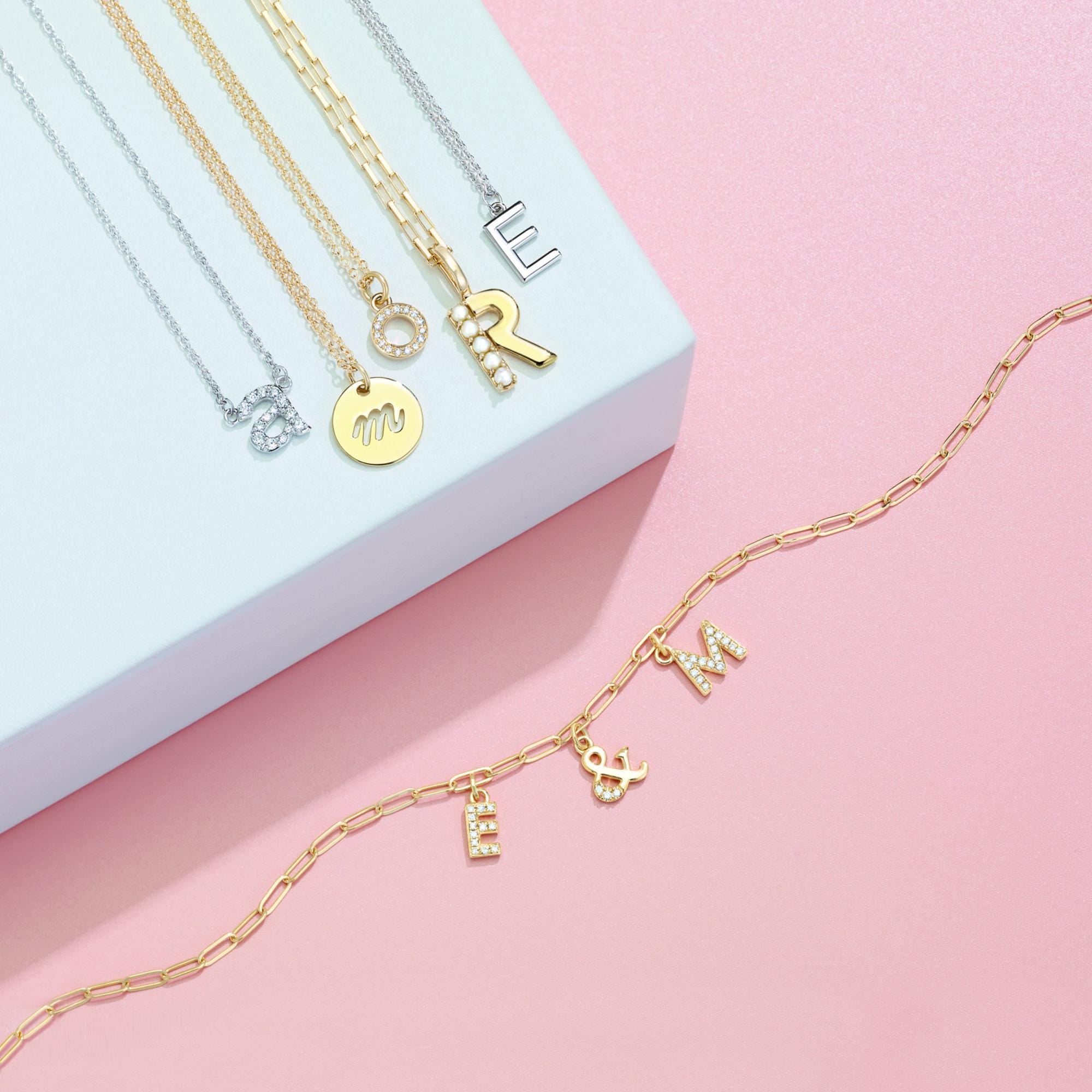 Small Diamond Initial Pendant