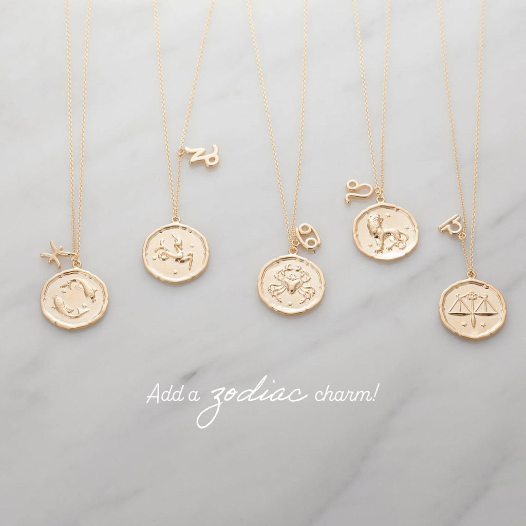 Virgo Zodiac Medallion Necklace with Scalloped Edge