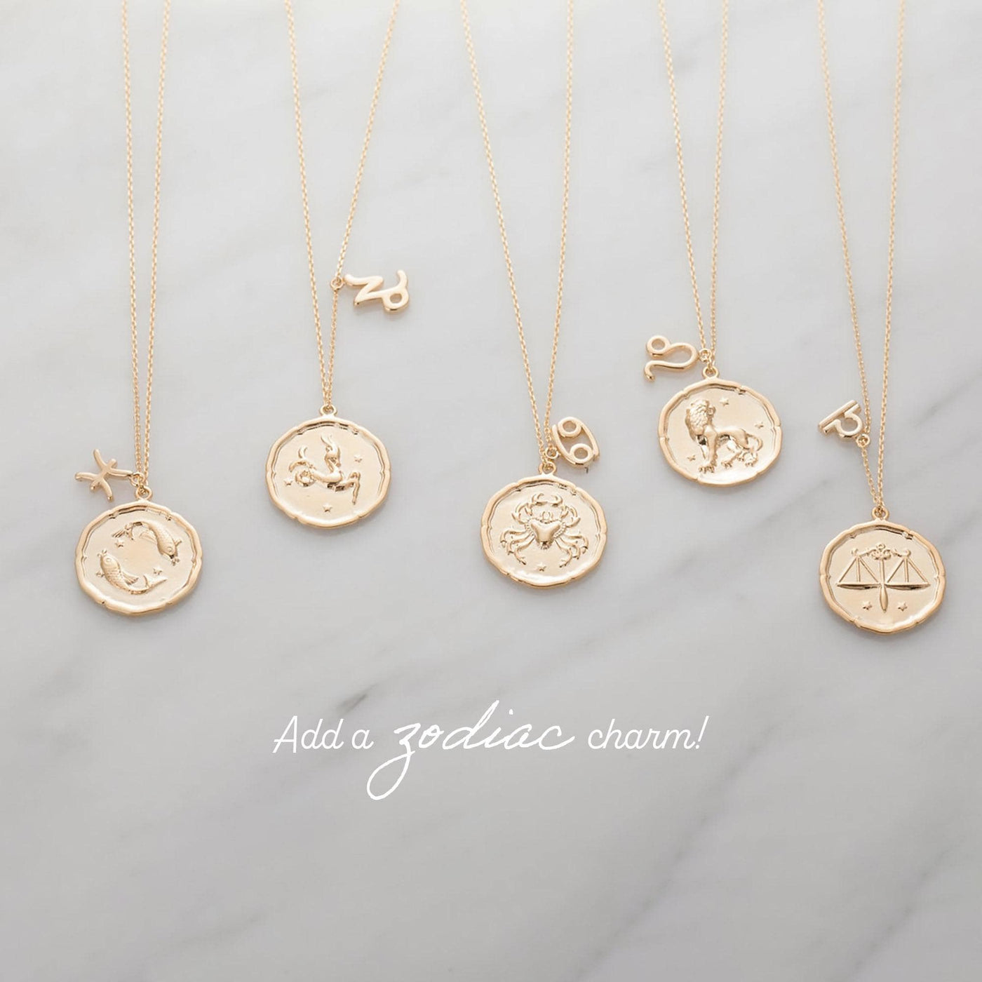 Virgo Zodiac Medallion Necklace with Scalloped Edge