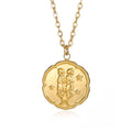 Gemini Zodiac Medallion Necklace with Scalloped Edge