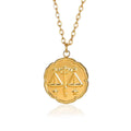 Libra Zodiac Medallion Necklace with Scalloped Edge