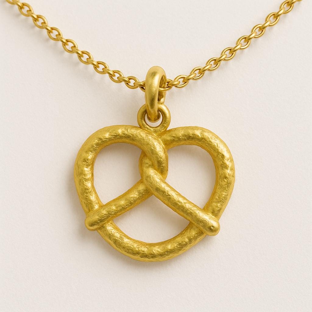 Pretzel with a Twist Charm, Whimsical Pretzel Twist Charm: Dainty Gold or Silver Food-Inspired Jewelry for Everyday Wear