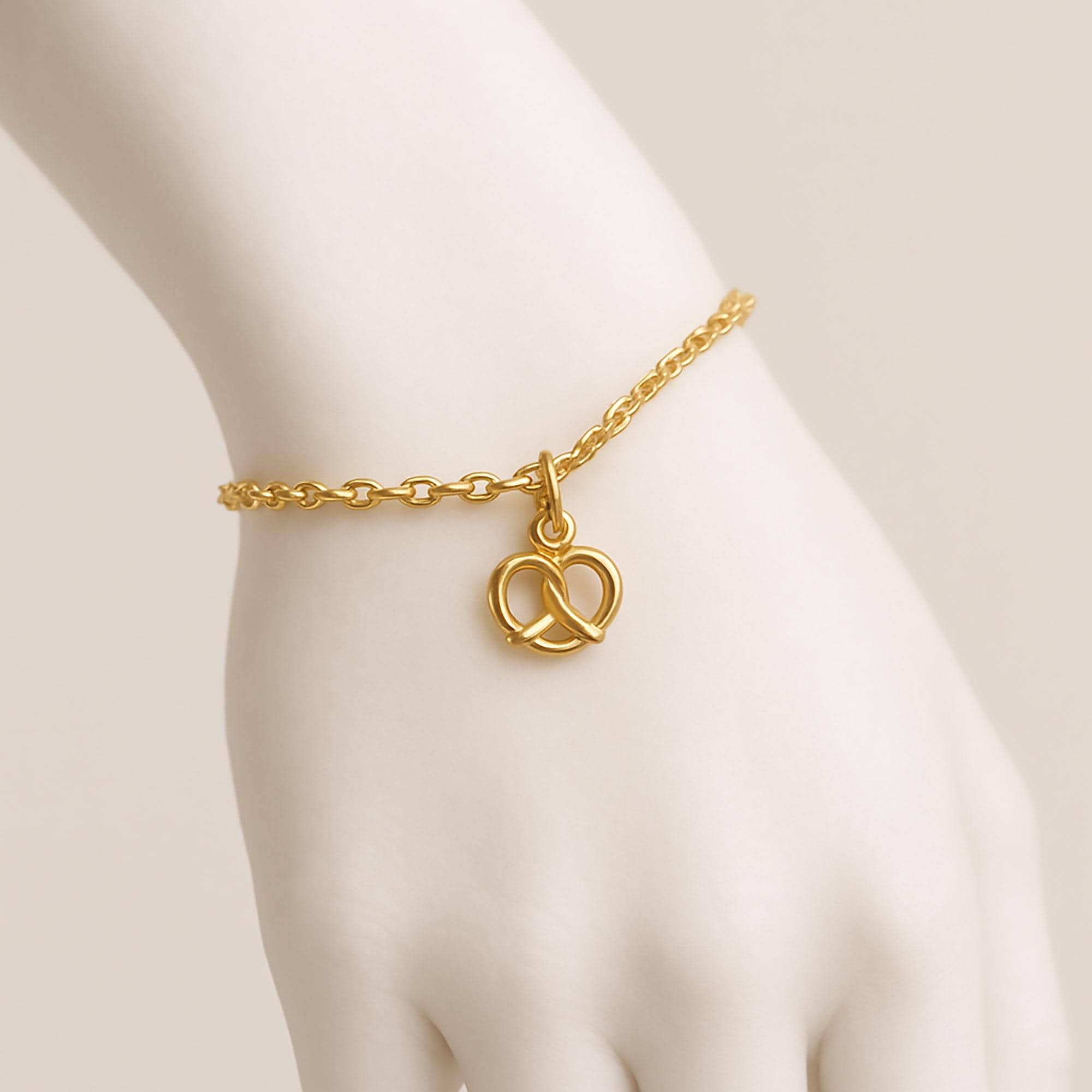 Pretzel with a Twist Charm, Whimsical Pretzel Twist Charm: Dainty Gold or Silver Food-Inspired Jewelry for Everyday Wear