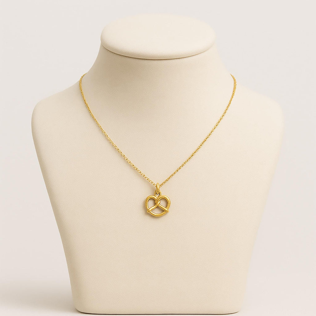 Pretzel with a Twist Charm, Whimsical Pretzel Twist Charm: Dainty Gold or Silver Food-Inspired Jewelry for Everyday Wear