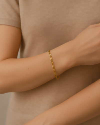 2.4mm ⟡ 18K Solid Gold Paperclip Chain Bracelet, Anklet, Choker or Necklace