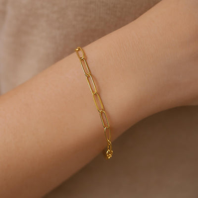 2.4mm ⟡ 18K Solid Gold Paperclip Chain Bracelet, Anklet, Choker or Necklace