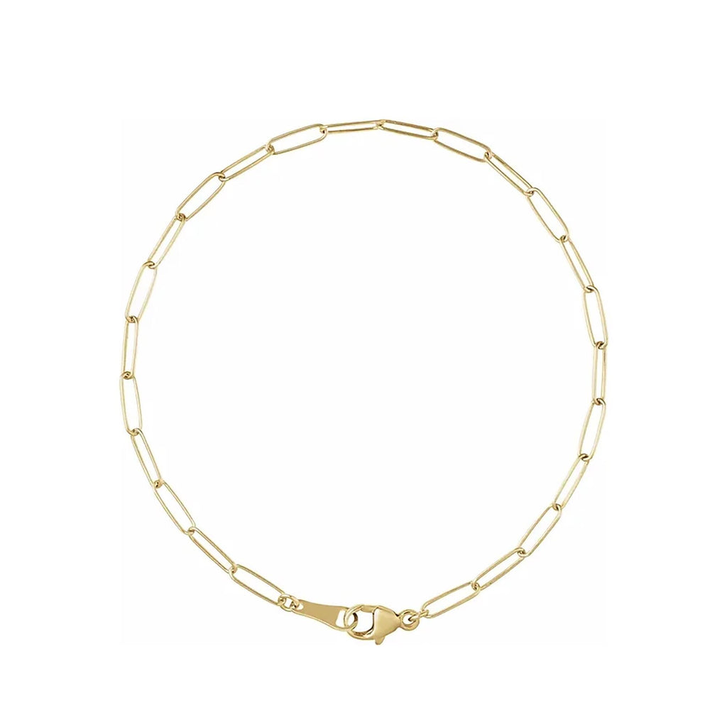 2.4mm ⟡ 18K Solid Gold Paperclip Chain Bracelet, Anklet, Choker or Necklace