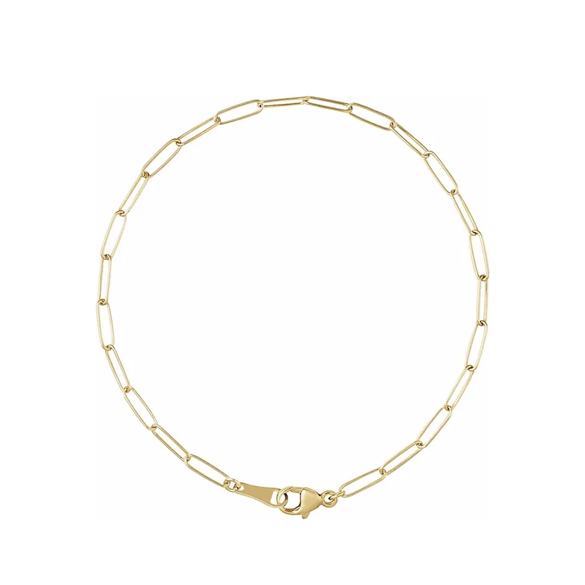 2.4mm ⟡ 18K Solid Gold Paperclip Chain Bracelet, Anklet, Choker or Necklace