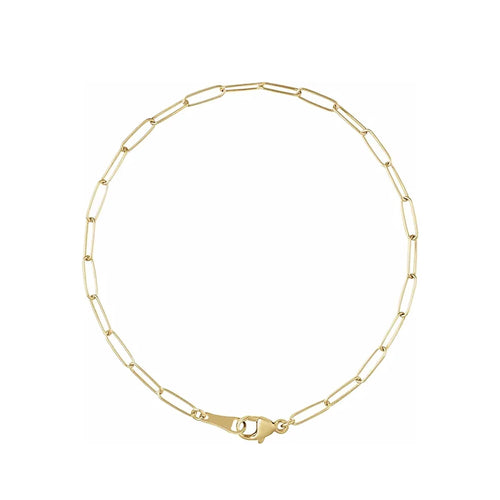 2.4mm ⟡ 18K Solid Gold Paperclip Chain Bracelet, Anklet, Choker or Necklace