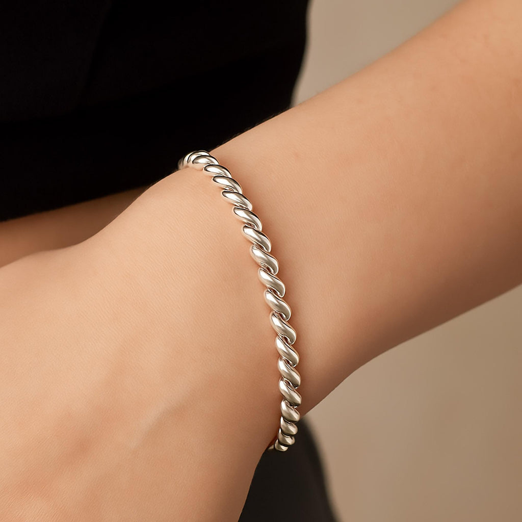 6mm SCRUNCHIE Bracelet ⟡ Elegant 6mm San Marco Scrunchie Chain Bracelet - Twisted Gold Jewelry for Women
