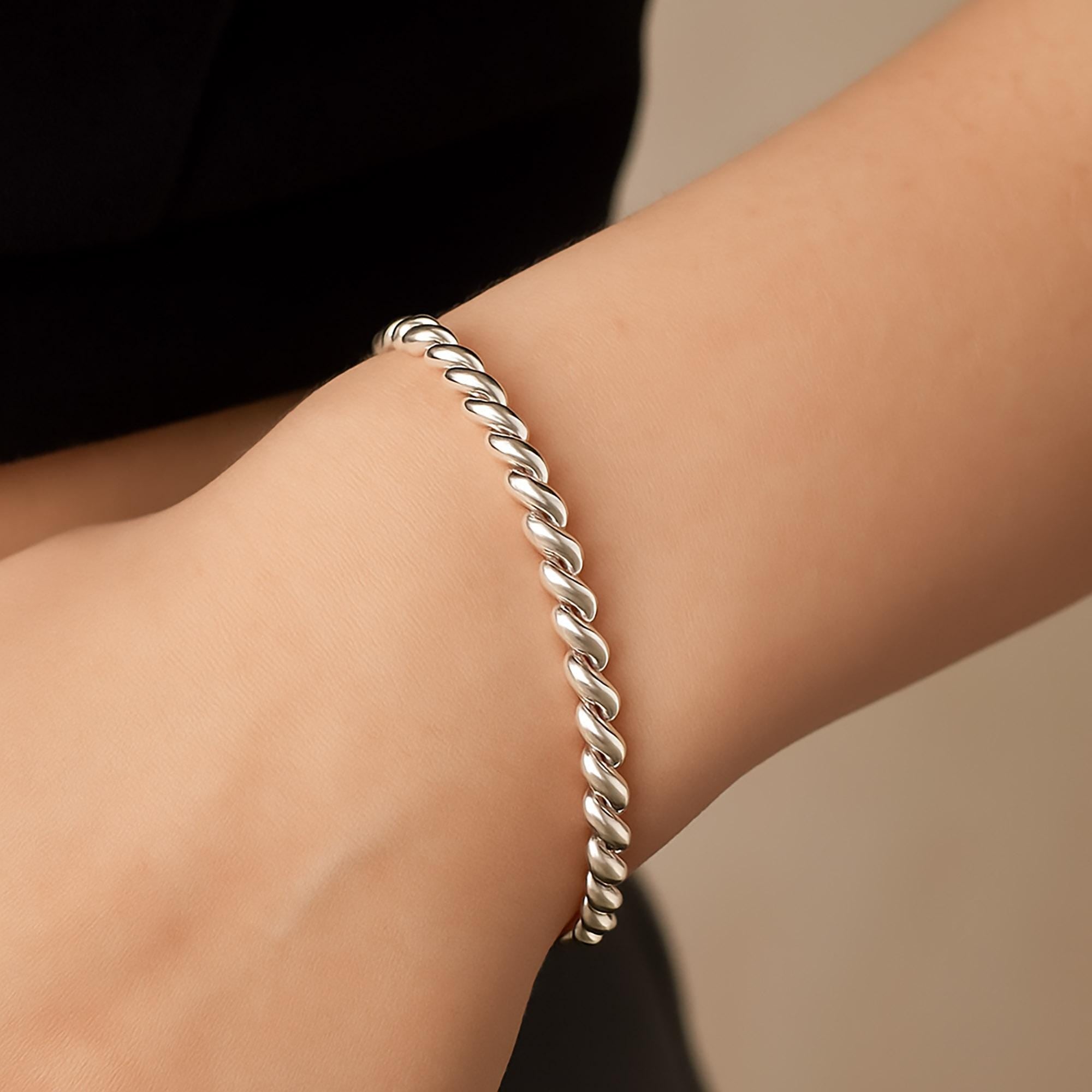 6mm SCRUNCHIE Bracelet ⟡ Elegant 6mm San Marco Scrunchie Chain Bracelet - Twisted Gold Jewelry for Women