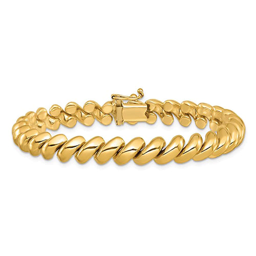 8mm SCRUNCHIE Bracelet ⟡ Elegant 8mm San Marco Scrunchie Chain Bracelet - Twisted Gold Jewelry for Women/Men