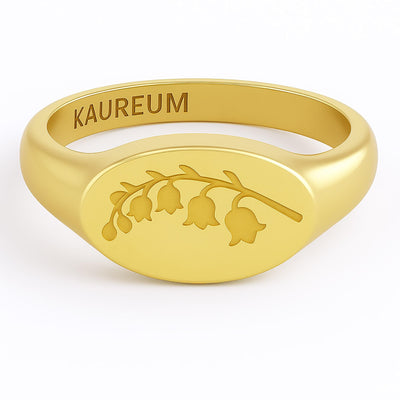 Lily of The Valley ⟡ Birth Flower East West Oval Signet Ring
