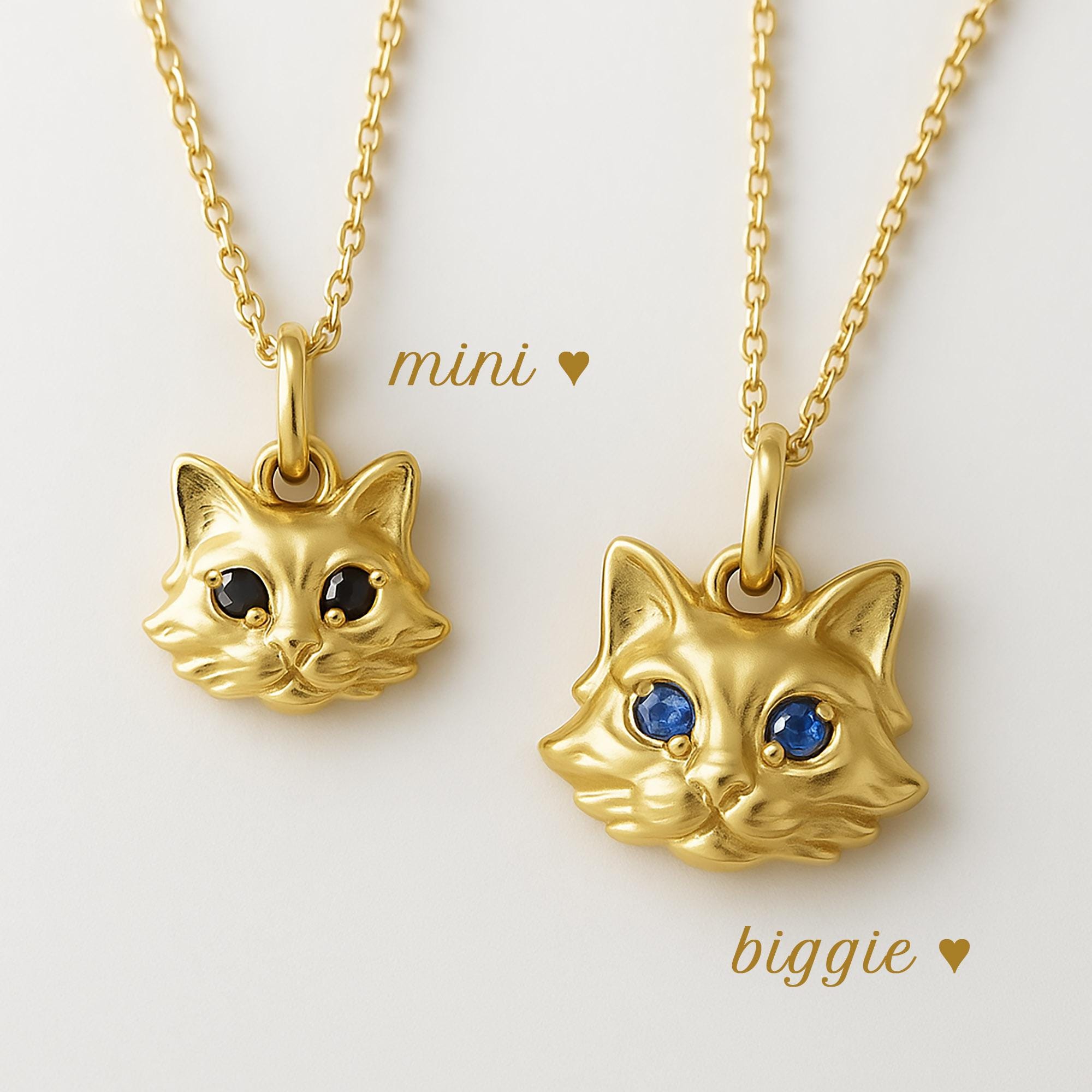 Biggie Starry-Eyed Kitty Charm ⟡ Enchanting Gemstone Cat Eyes Charm Pendant: Birthstone Dangle for Necklaces & Jewelry