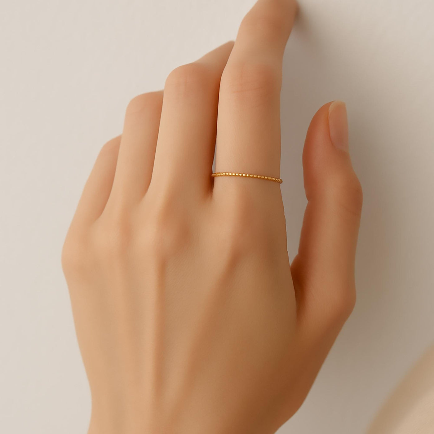 Whisper Facet Ring ⟡ Delicate Whisper Facet Ring - Dainty Gold Stacking Band with Diamond-Cut Design