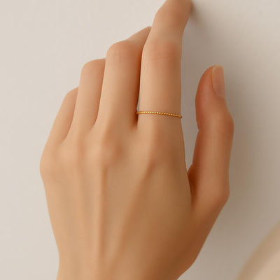 Whisper Facet Ring ⟡ Delicate Whisper Facet Ring - Dainty Gold Stacking Band with Diamond-Cut Design