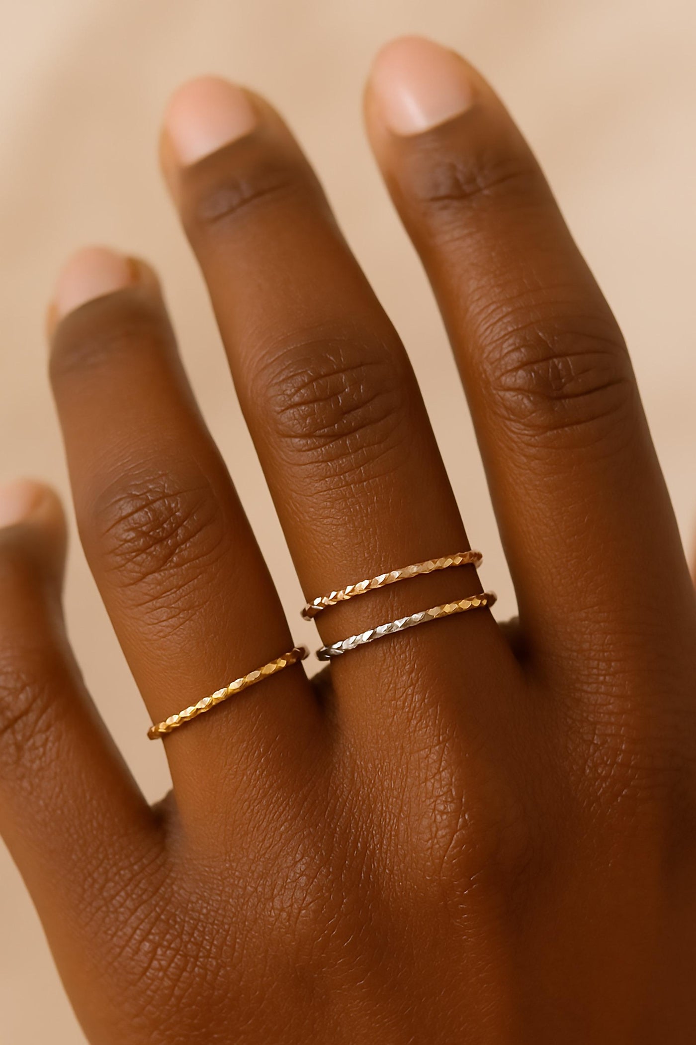 Whisper Facet Ring ⟡ Delicate Whisper Facet Ring - Dainty Gold Stacking Band with Diamond-Cut Design