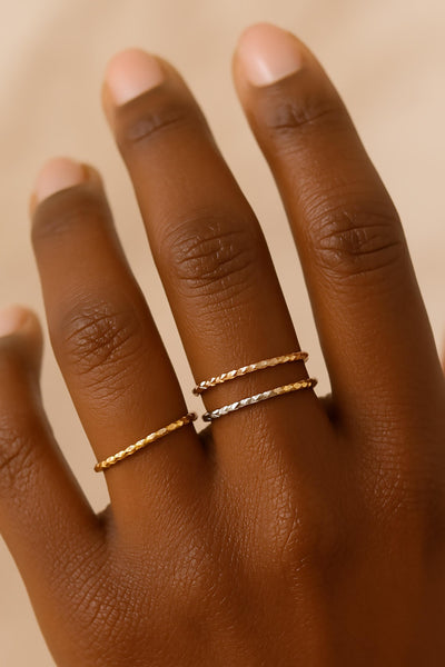 Whisper Facet Ring ⟡ Delicate Whisper Facet Ring - Dainty Gold Stacking Band with Diamond-Cut Design