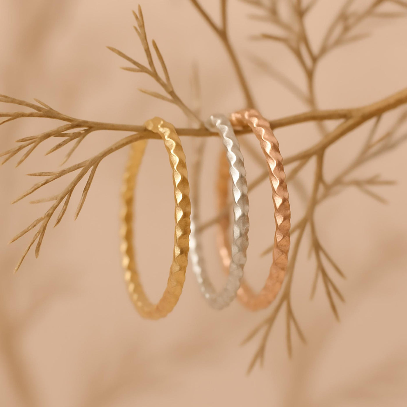 Whisper Facet Ring ⟡ Delicate Whisper Facet Ring - Dainty Gold Stacking Band with Diamond-Cut Design