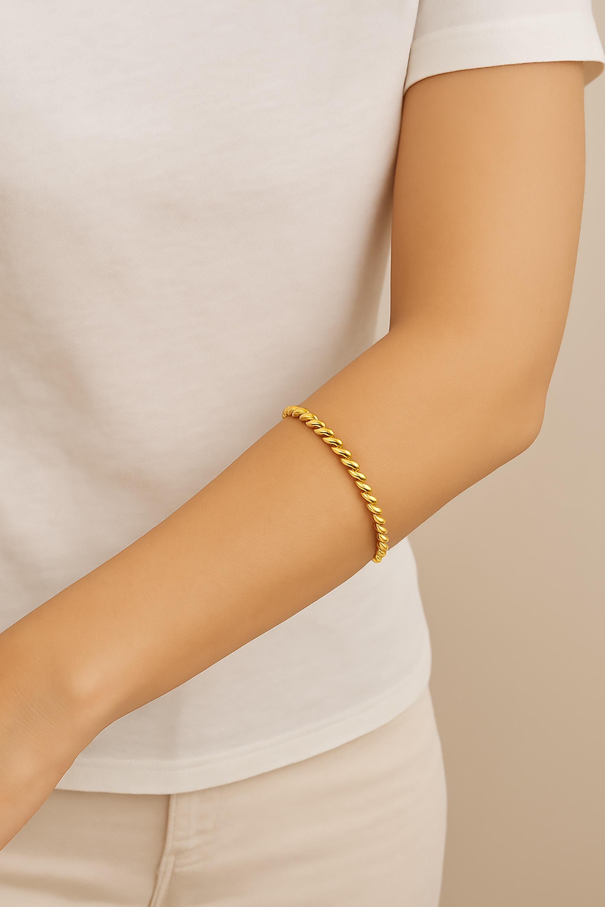 6mm SCRUNCHIE Bracelet ⟡ Elegant 6mm San Marco Scrunchie Chain Bracelet - Twisted Gold Jewelry for Women