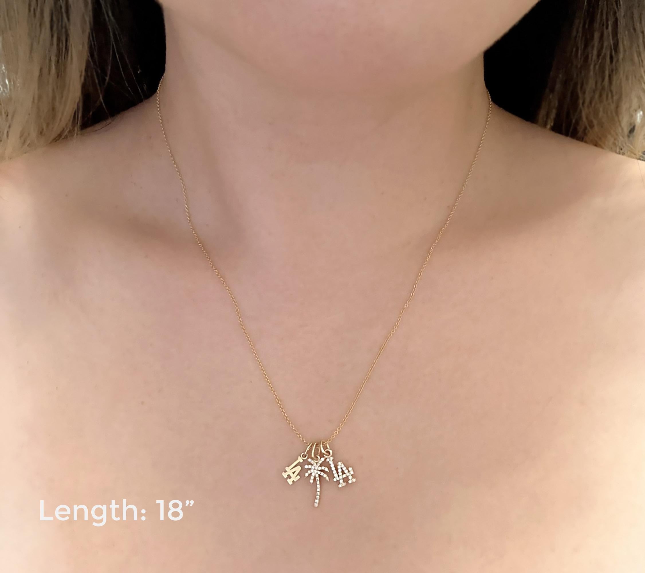 PETITE LA & Palm Tree Necklace ⟡ Los Angeles Palm Tree Necklace - Dainty Charm Pendant for Dodgers Fans and LA Lovers
