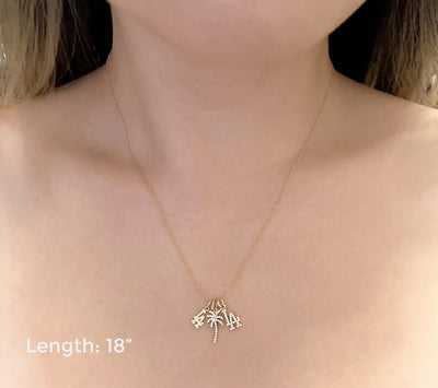PETITE LA & Palm Tree Necklace ⟡ Los Angeles Palm Tree Necklace - Dainty Charm Pendant for Dodgers Fans and LA Lovers