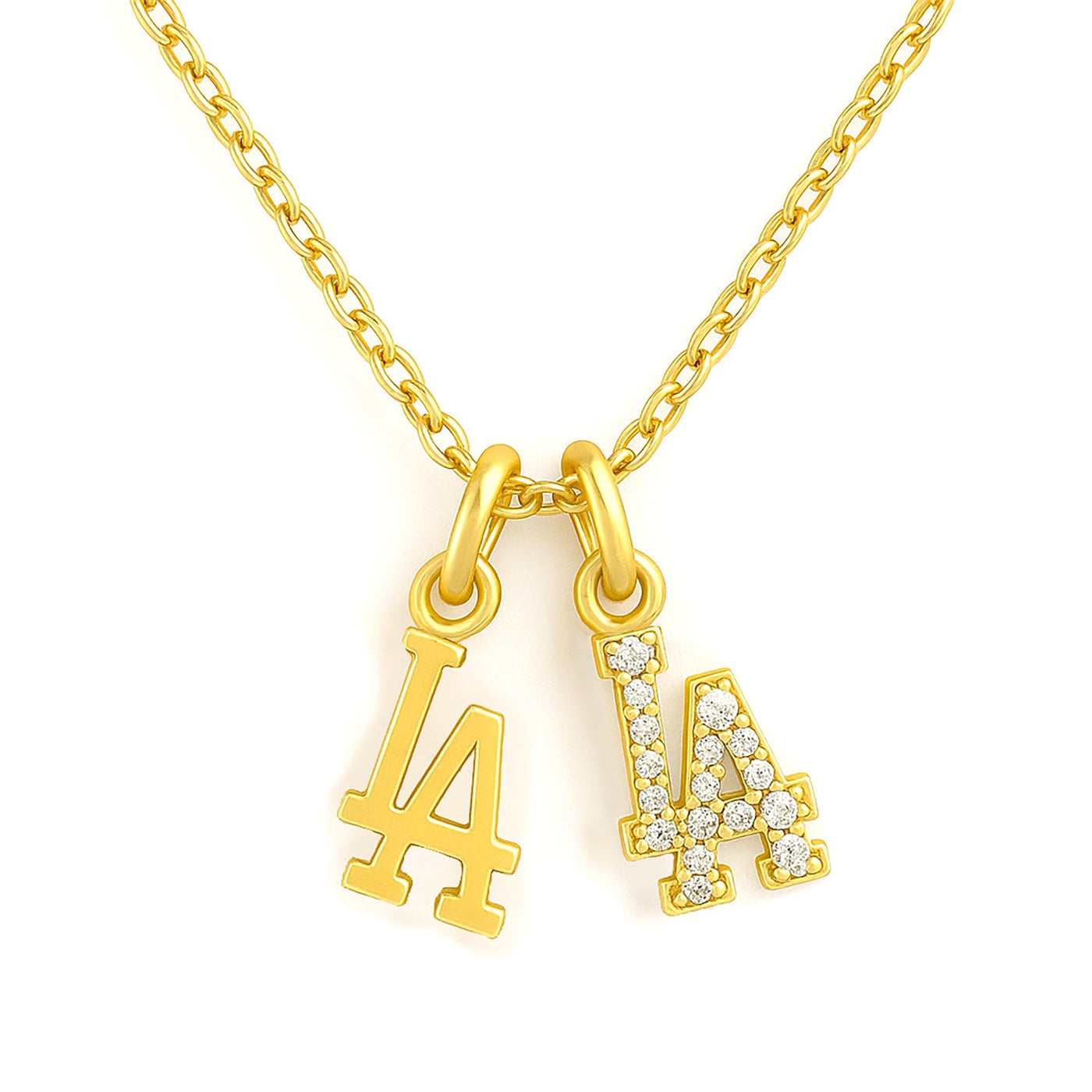 PETITE LA & Palm Tree Necklace ⟡ Los Angeles Palm Tree Necklace - Dainty Charm Pendant for Dodgers Fans and LA Lovers