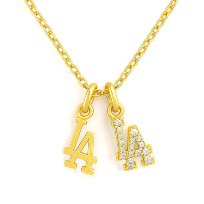 PETITE LA & Palm Tree Necklace ⟡ Los Angeles Palm Tree Necklace - Dainty Charm Pendant for Dodgers Fans and LA Lovers