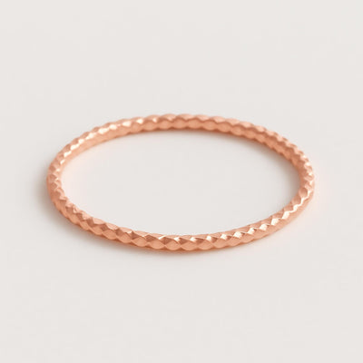 Whisper Facet Ring ⟡ Delicate Whisper Facet Ring - Dainty Gold Stacking Band with Diamond-Cut Design