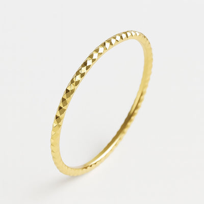 Whisper Facet Ring ⟡ Delicate Whisper Facet Ring - Dainty Gold Stacking Band with Diamond-Cut Design
