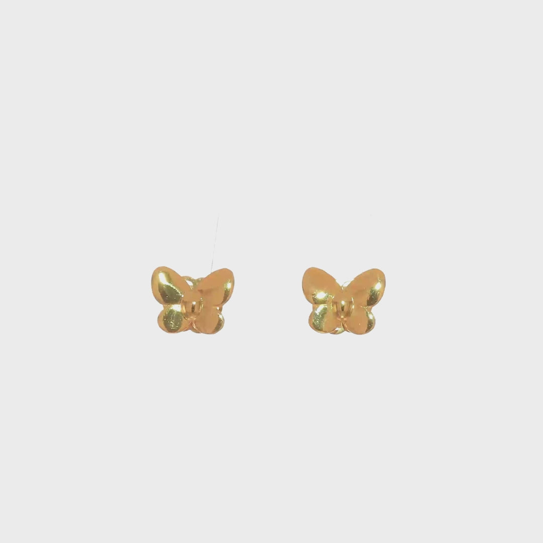 24K Gold Butterfly Stud Earrings