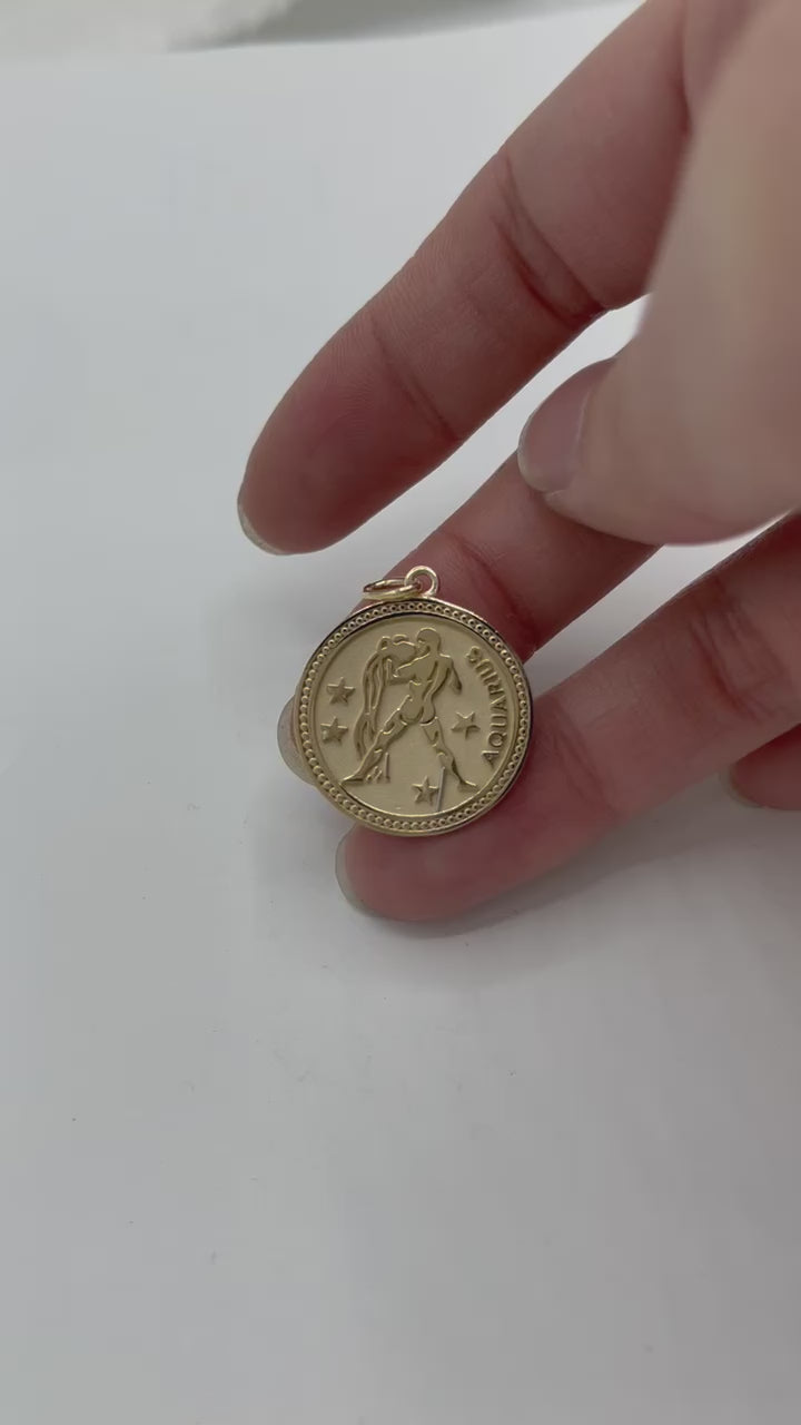 ASTRO ♦ Aquarius Zodiac Coin Pendant
