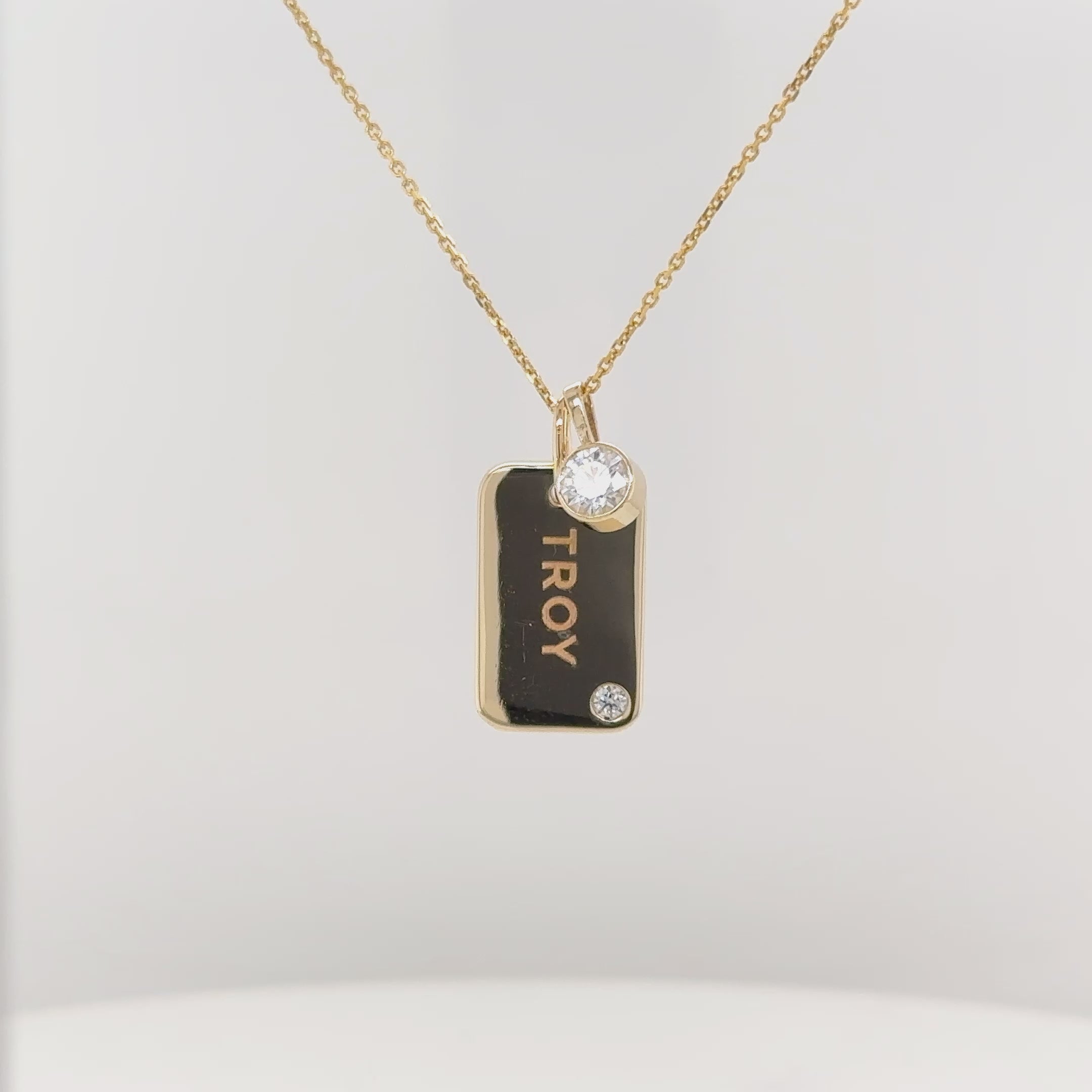 Mini Dog Tag with Round Birthstone Charm