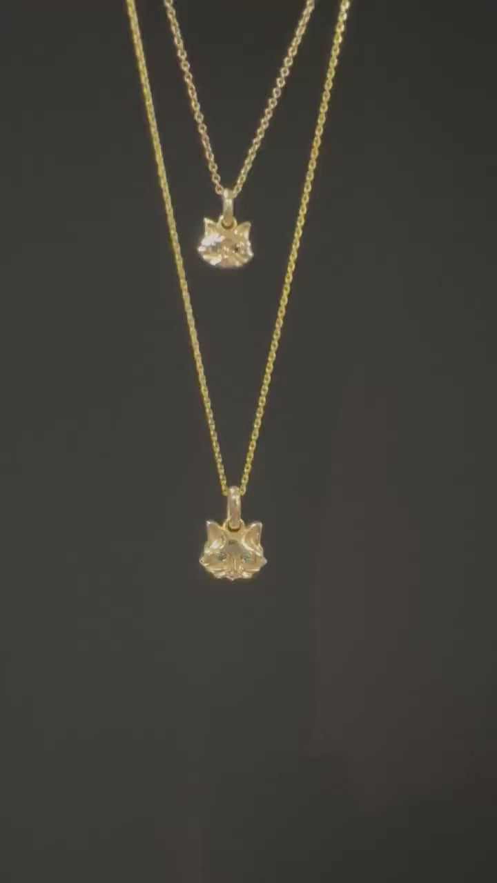 Biggie Starry-Eyed Kitty Charm ⟡ Enchanting Gemstone Cat Eyes Charm Pendant: Birthstone Dangle for Necklaces & Jewelry