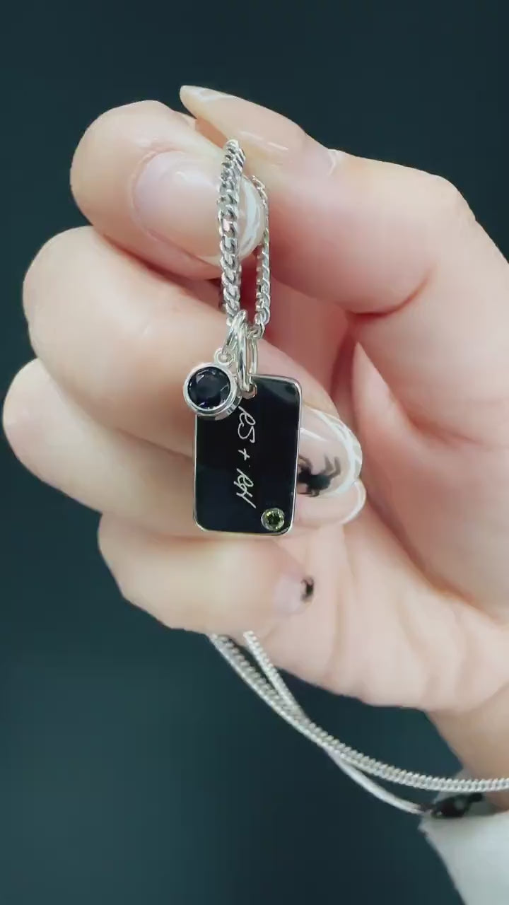 Mini Dog Tag with Round Birthstone (Complimentary Engraving)