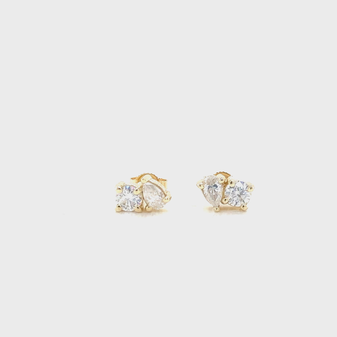 Round & Pear Toi Et Moi Stud Earrings (pair)