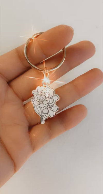 May Birth Flower Keychain (Hawthorn)