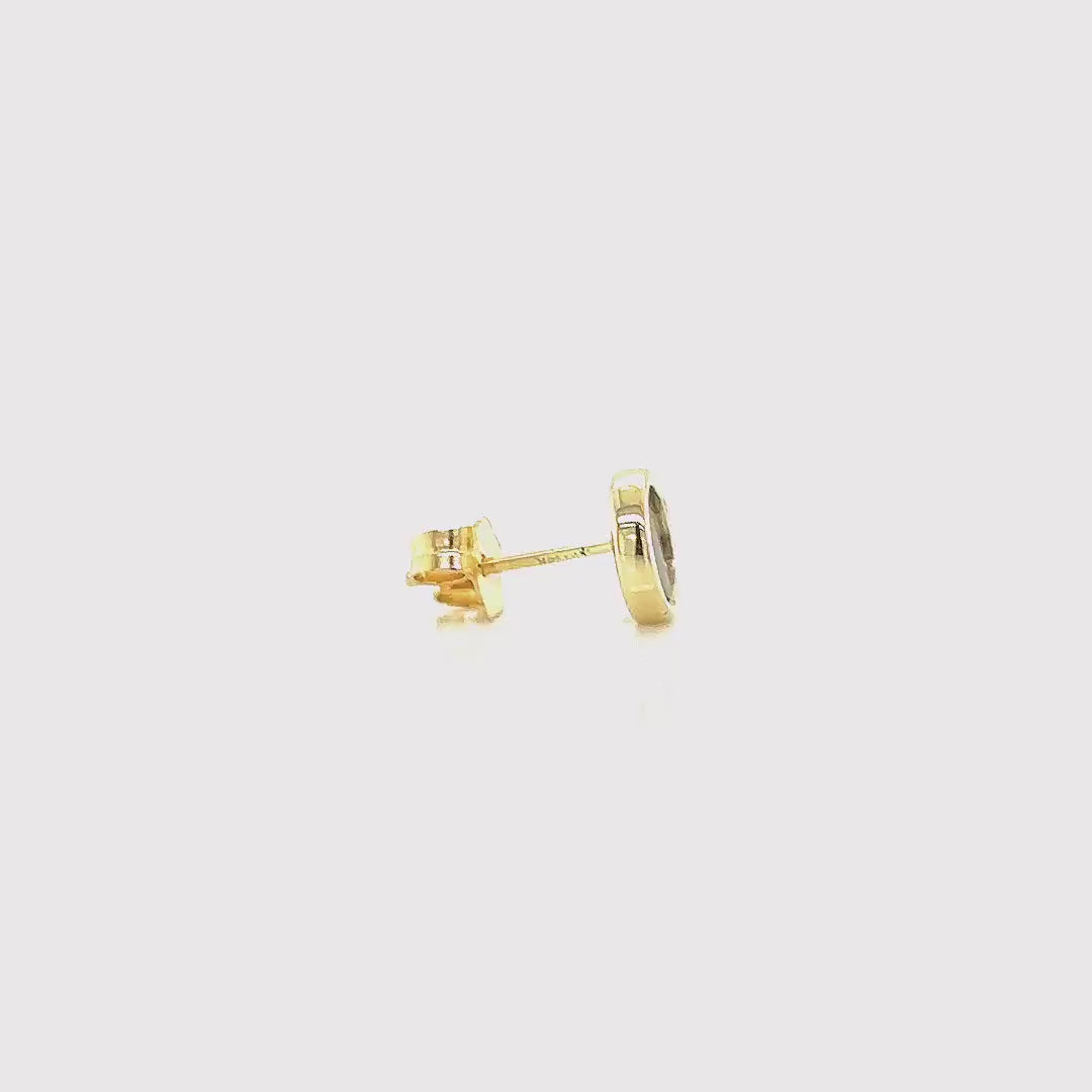Round Bezel Enamel Earrings • Gold Border Circle Earrings
