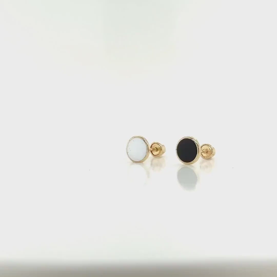 Black Onyx Circle Earrings • Onyx Noir Round Earrings • 14K Solid Gold Border