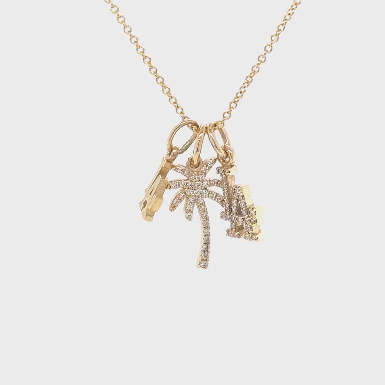 PETITE LA & Palm Tree Necklace ⟡ Los Angeles Palm Tree Necklace - Dainty Charm Pendant for Dodgers Fans and LA Lovers
