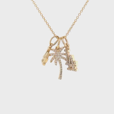 PETITE LA & Palm Tree Necklace ⟡ Los Angeles Palm Tree Necklace - Dainty Charm Pendant for Dodgers Fans and LA Lovers