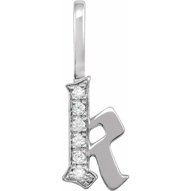14K Gold Diamond Gothic Initial Charm