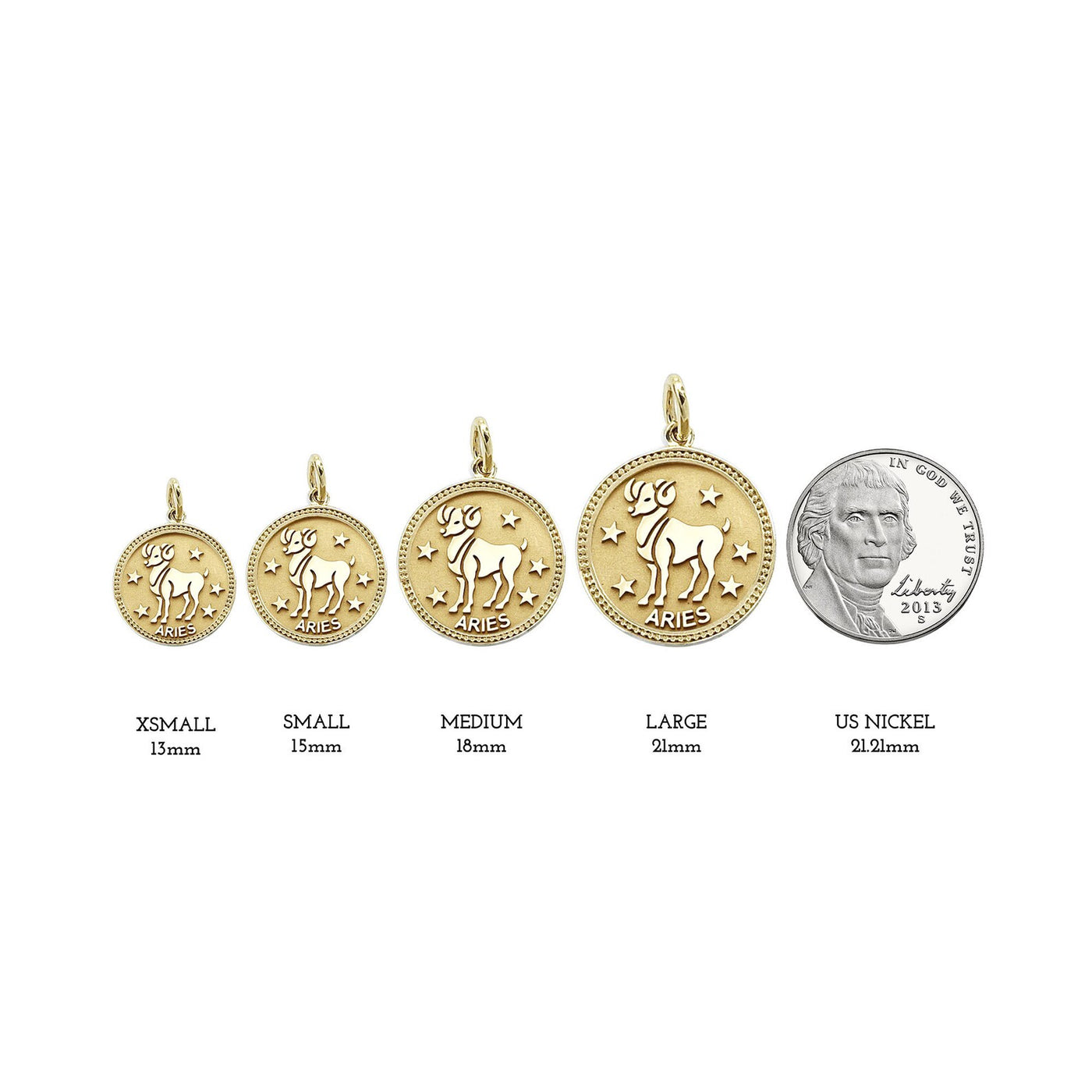 14K Aries Zodiac Coin Pendant Necklace (Complimentary Engraving)