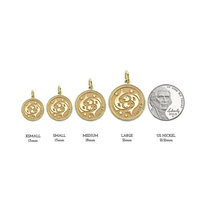 14K Pisces Zodiac Coin Pendant Necklace (Complimentary Engraving)