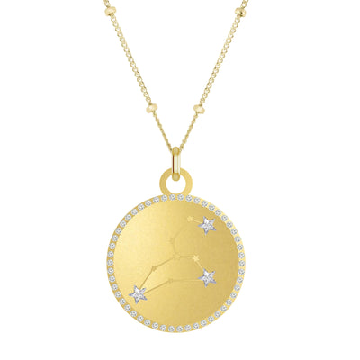 LEO Round Zodiac Constellation with Stars Necklace