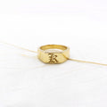14K Solid Gold Old English Initial Signet Ring