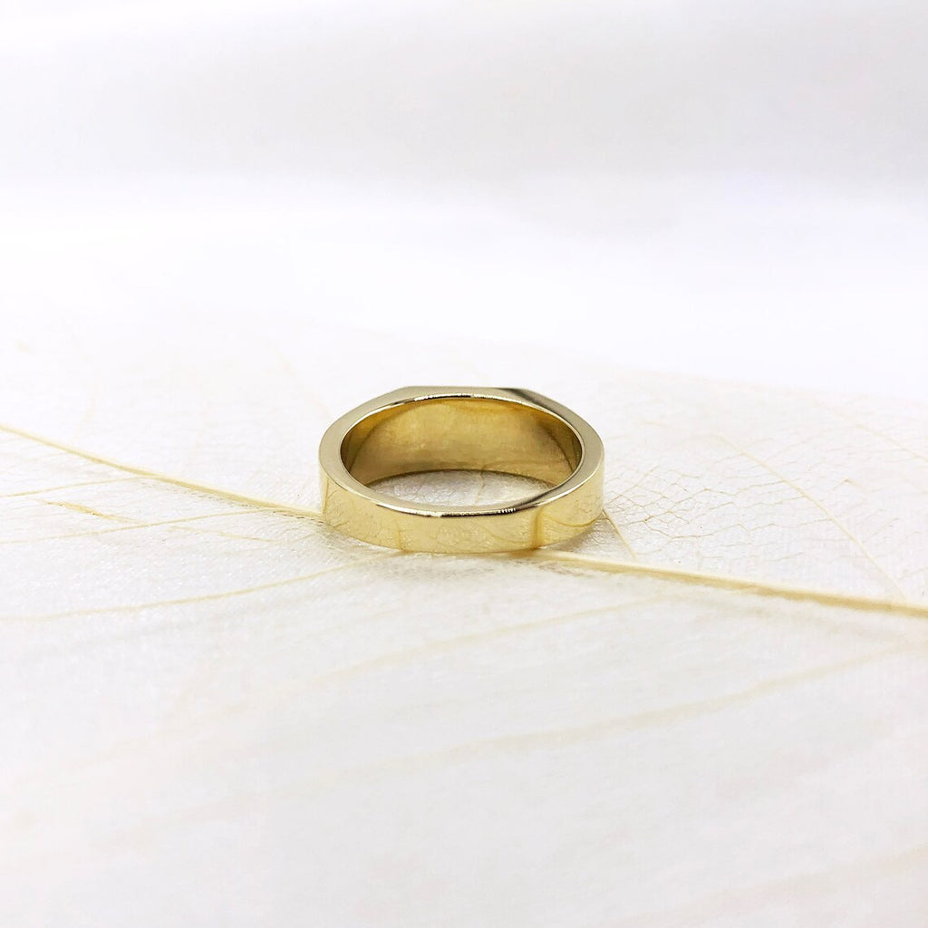 14K Solid Gold Old English Initial Signet Ring