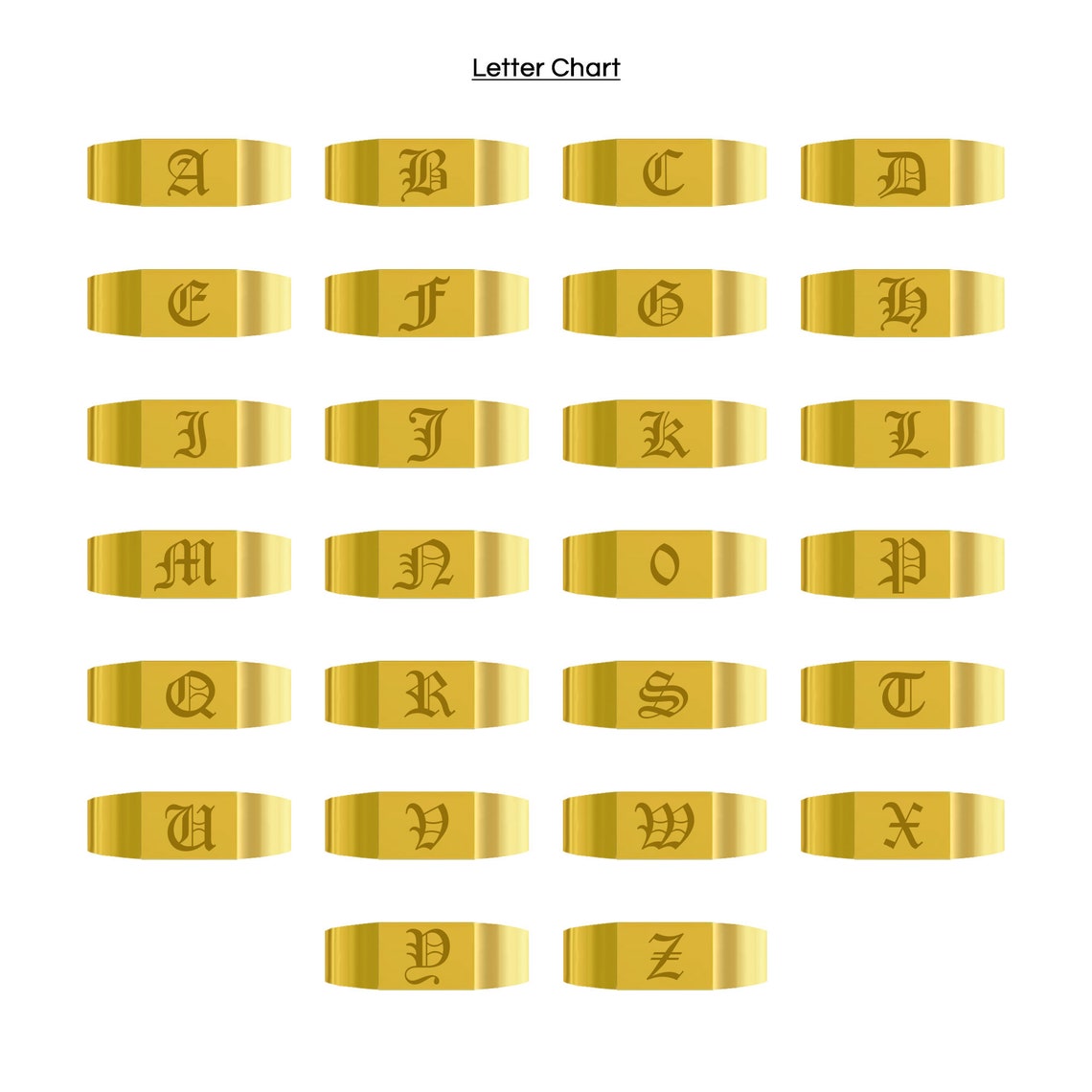 14K Solid Gold Old English Initial Signet Ring