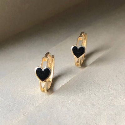 Black Onyx Heart Huggies