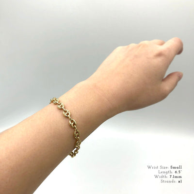 14K Gold Puffed Mariner Bracelet